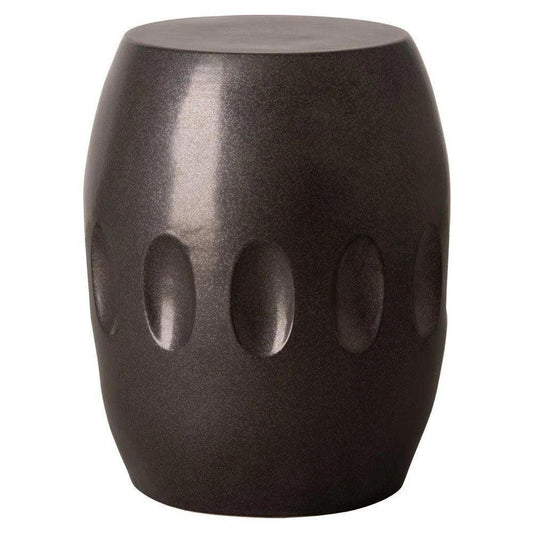 22 in. Orion Ceramic Garden Stool-Garden Stools-Emissary-Gunmetal-LOOMLAN