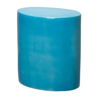 22 in. Oval Ceramic Outdoor Garden Stool-Garden Stools-Emissary-Turquoise-LOOMLAN