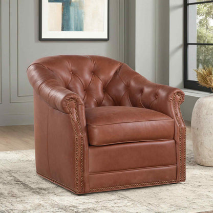 Corrine Leather Elegance Swivel Chair