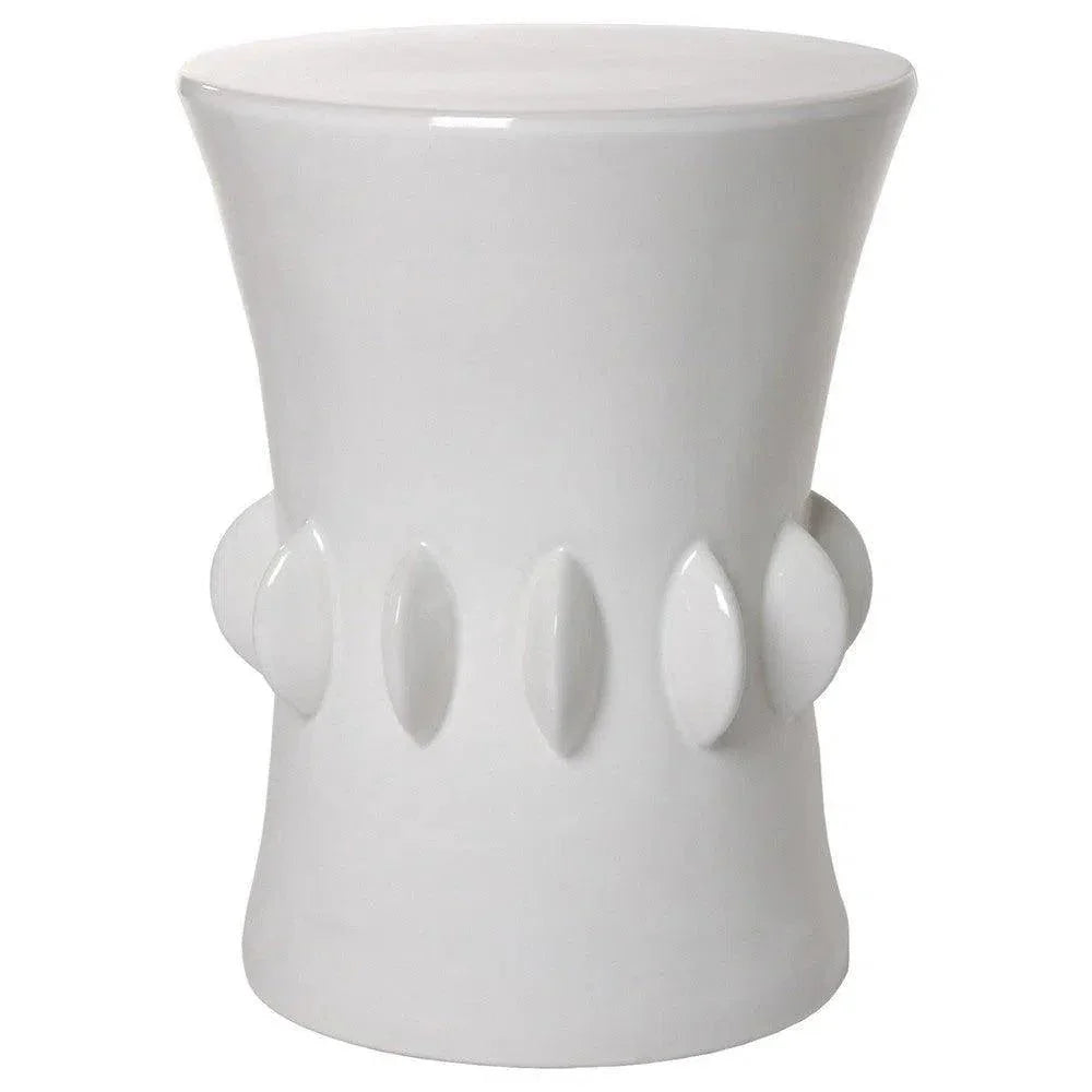 22.5 in. Jewel Outdoor Decorative Garden Stool-Garden Stools-Emissary-White-LOOMLAN