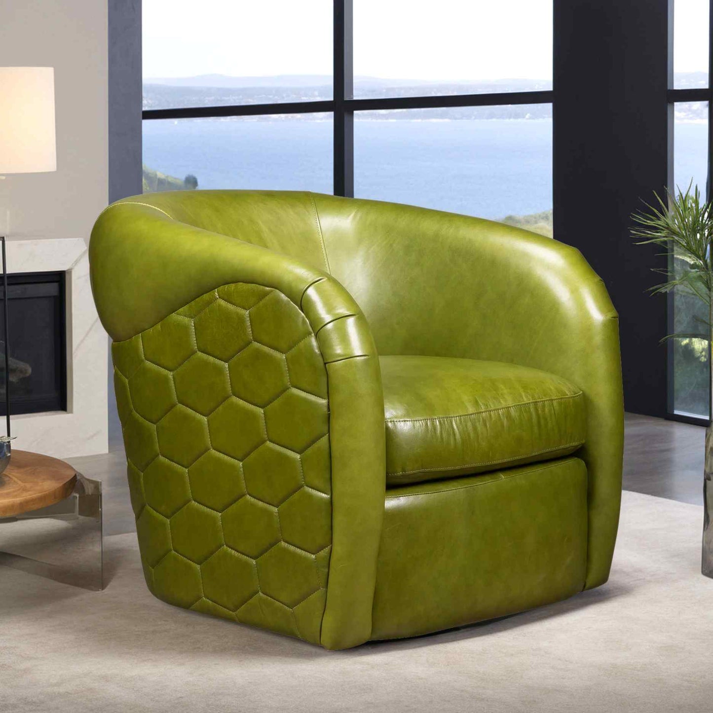 A'Buzz Leather Modern Design Swivel Chair