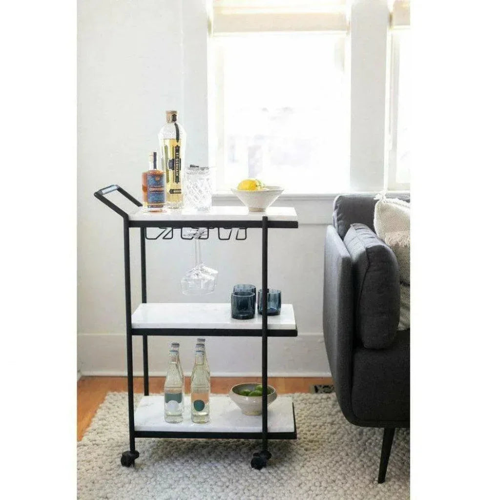 24 Inch Hours Bar Cart White Retro-Home Bar Carts-Moe's Home-LOOMLAN
