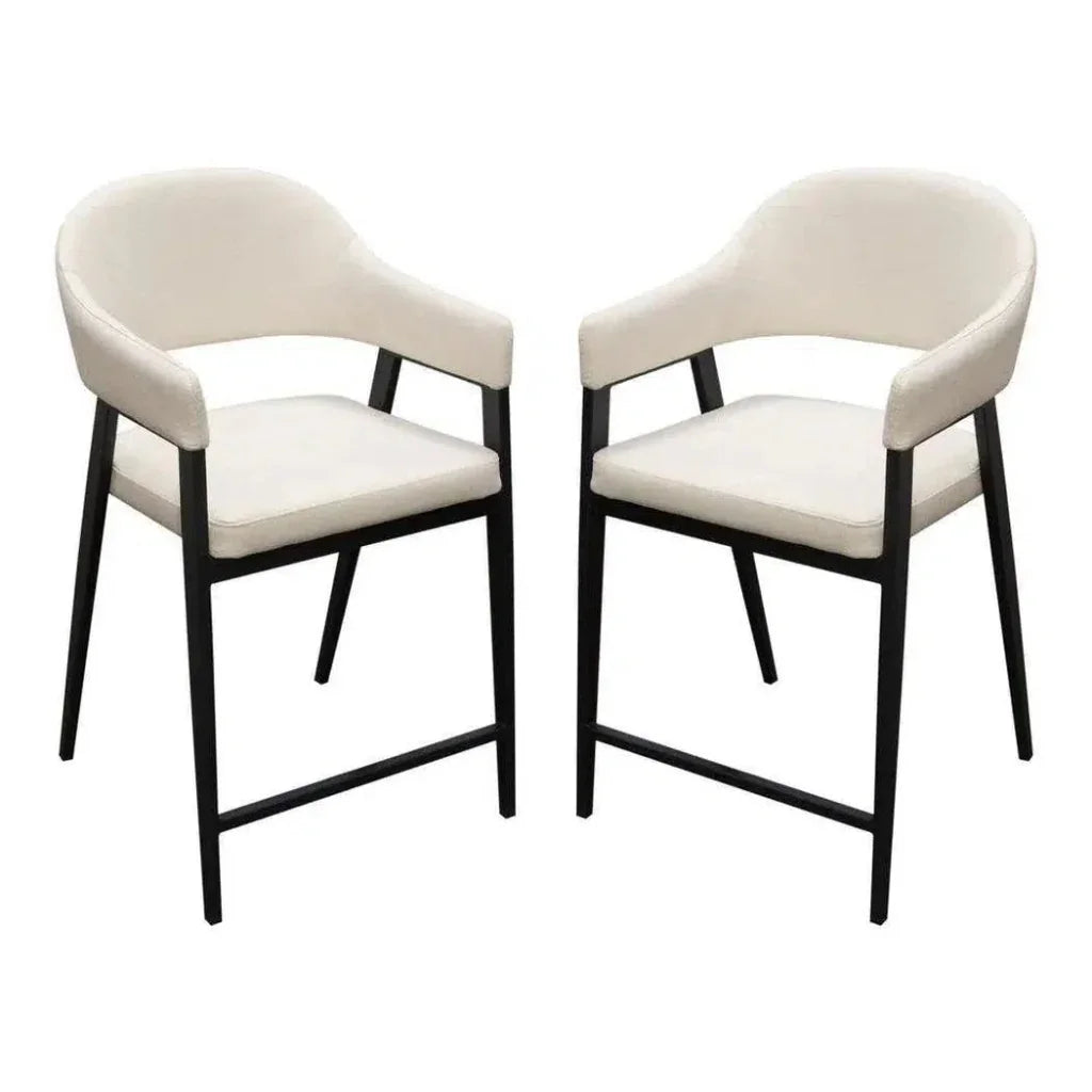 2PC Counter Height Chairs In Cream Fabric - LOOMLAN - Diamond Sofa - Counter Stools