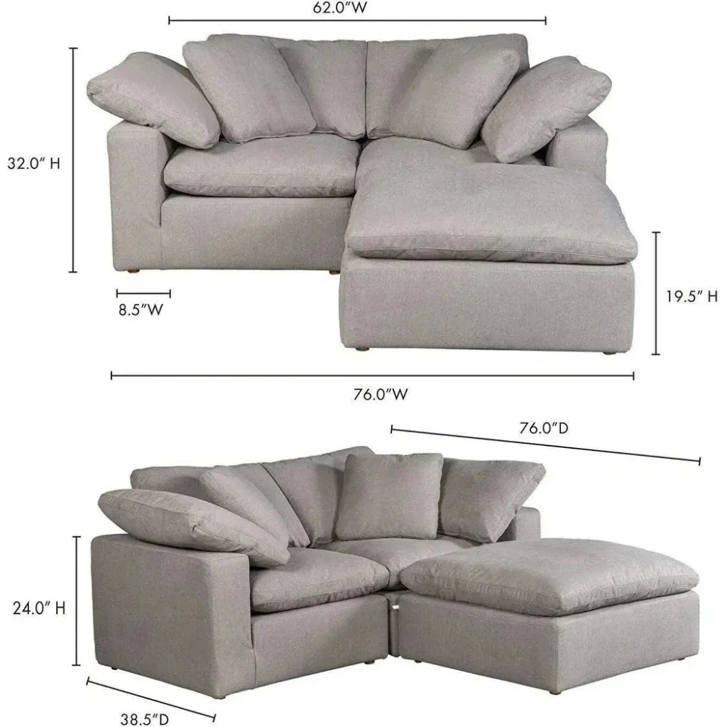 3 PC Stain Resistant Condo Grey Nook Modular-Modular Sofas-Moe's Home-LOOMLAN