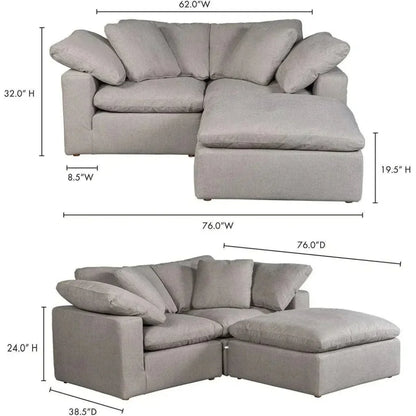 3 PC Stain Resistant Condo Grey Nook Modular-Modular Sofas-Moe's Home-LOOMLAN