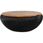 32Black Round Coffee Table Storage Wood Wood Base - LOOMLAN - LH Imports - Coffee Tables