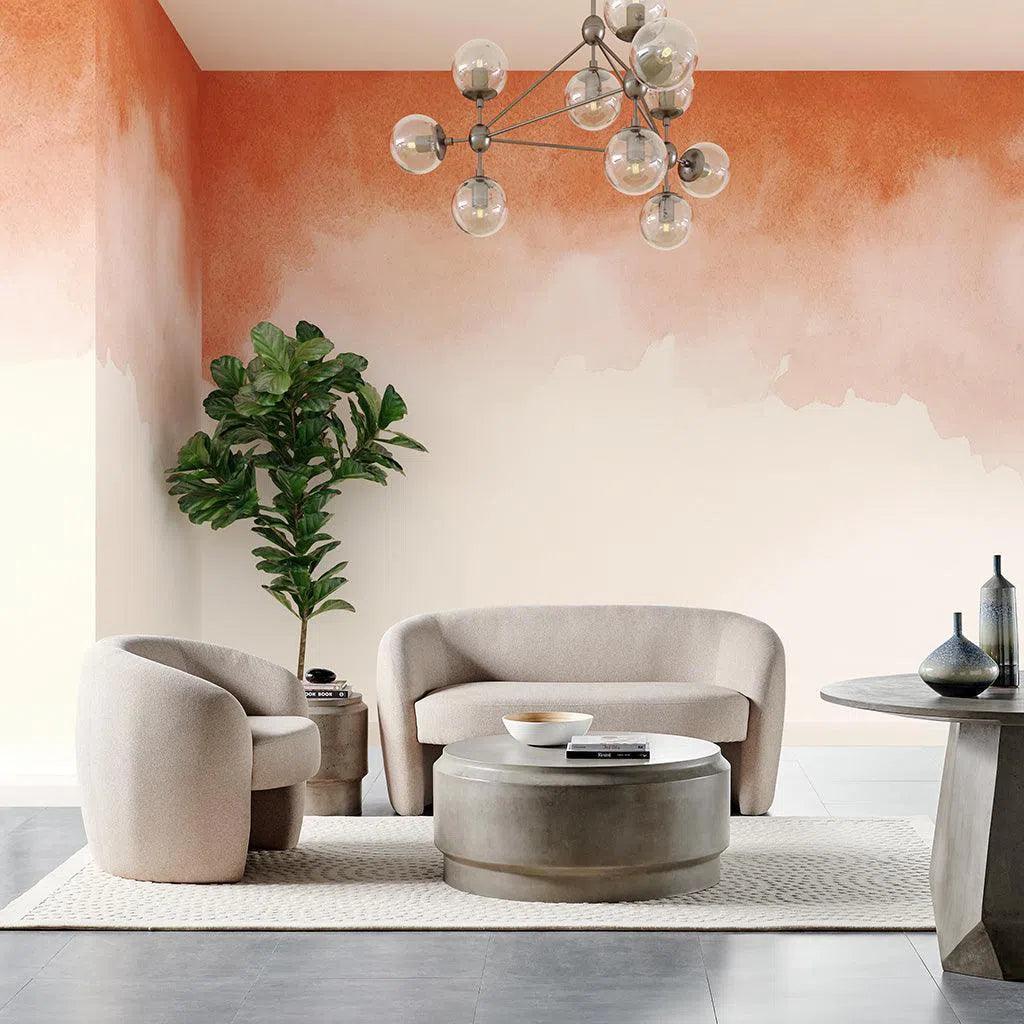 39" Barrel Fiber Reinforced Concrete Round Coffee Table-Outdoor Coffee Tables-Urbia-LOOMLAN