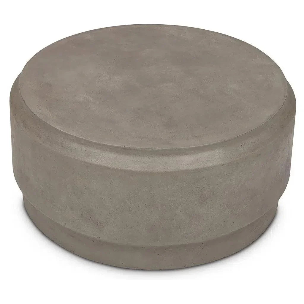 39" Barrel Fiber Reinforced Concrete Round Coffee Table-Outdoor Coffee Tables-Urbia-LOOMLAN