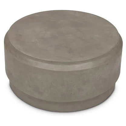 39" Barrel Fiber Reinforced Concrete Round Coffee Table-Outdoor Coffee Tables-Urbia-LOOMLAN