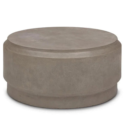 39" Barrel Fiber Reinforced Concrete Round Coffee Table-Outdoor Coffee Tables-Urbia-LOOMLAN