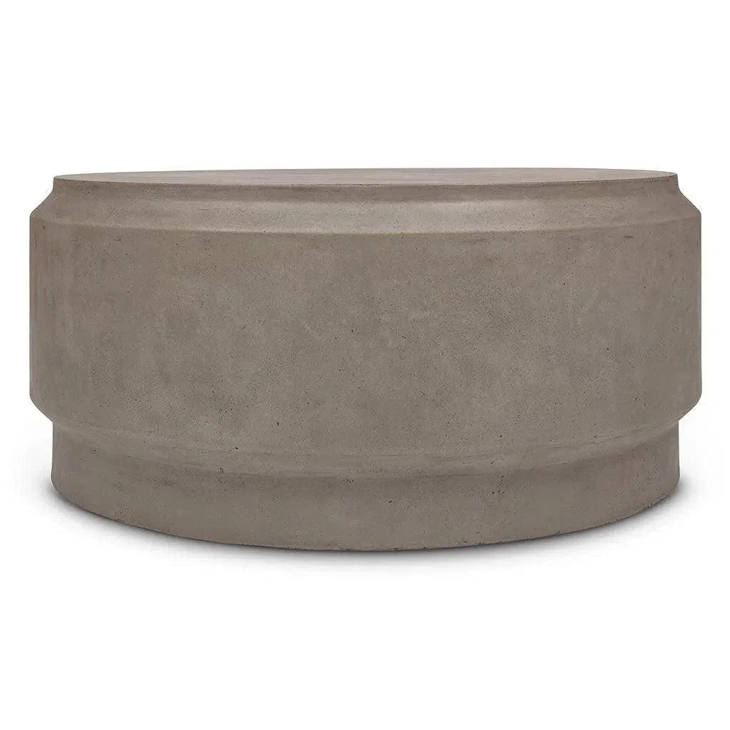 39" Barrel Fiber Reinforced Concrete Round Coffee Table-Outdoor Coffee Tables-Urbia-LOOMLAN