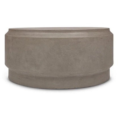39" Barrel Fiber Reinforced Concrete Round Coffee Table-Outdoor Coffee Tables-Urbia-LOOMLAN