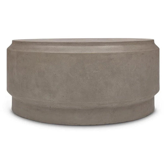 39" Barrel Fiber Reinforced Concrete Round Coffee Table-Outdoor Coffee Tables-Urbia-LOOMLAN