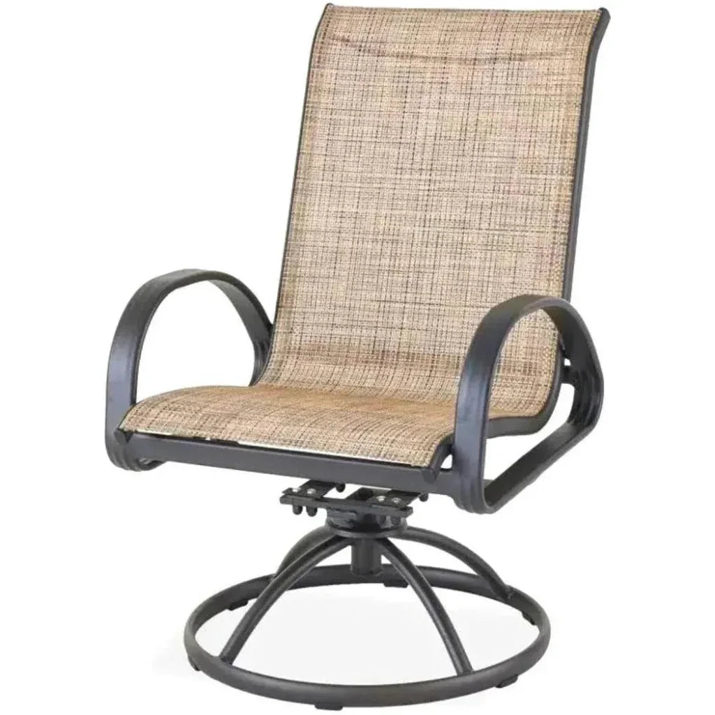 3PC Earth Brown Outdoor Bistro Set for 2 Swivel Chairs-Outdoor Bistro Sets-LOOMLAN-LOOMLAN