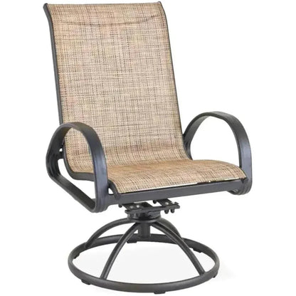 3PC Earth Brown Outdoor Bistro Set for 2 Swivel Chairs-Outdoor Bistro Sets-LOOMLAN-LOOMLAN