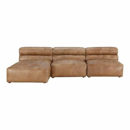 3PC Set Tan Leather Reversible Modular Sofa-Modular Sofas-Moe's Home-LOOMLAN