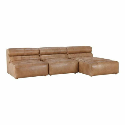 3PC Set Tan Leather Reversible Modular Sofa-Modular Sofas-Moe's Home-LOOMLAN