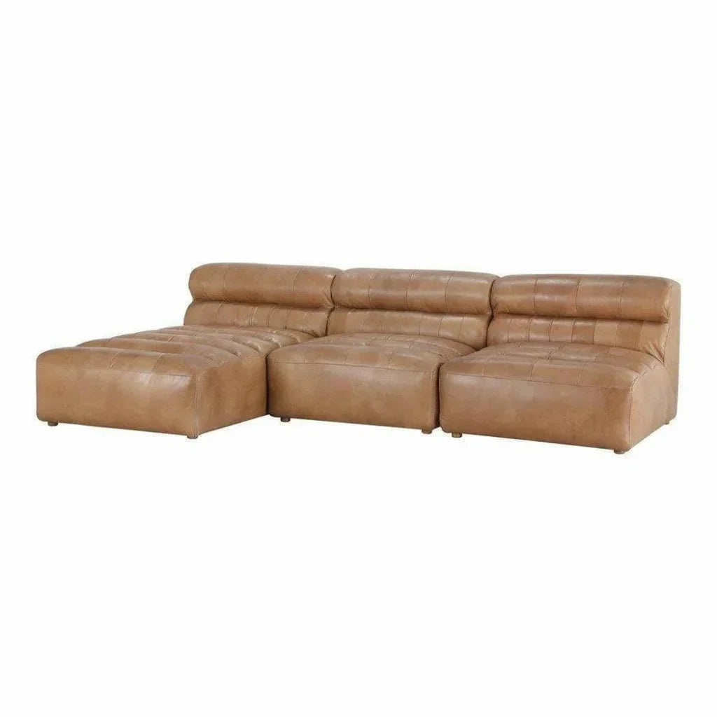 3PC Set Tan Leather Reversible Modular Sofa-Modular Sofas-Moe's Home-LOOMLAN