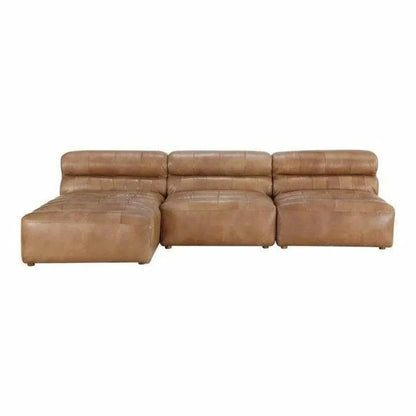 3PC Set Tan Leather Reversible Modular Sofa-Modular Sofas-Moe's Home-LOOMLAN