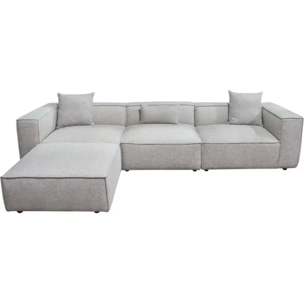 4 PC Set Beige Low Back Sectional Sofa With Ottoman-Modular Sofas-Diamond Sofa-LOOMLAN