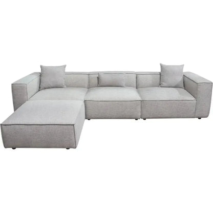 4 PC Set Beige Low Back Sectional Sofa With Ottoman-Modular Sofas-Diamond Sofa-LOOMLAN