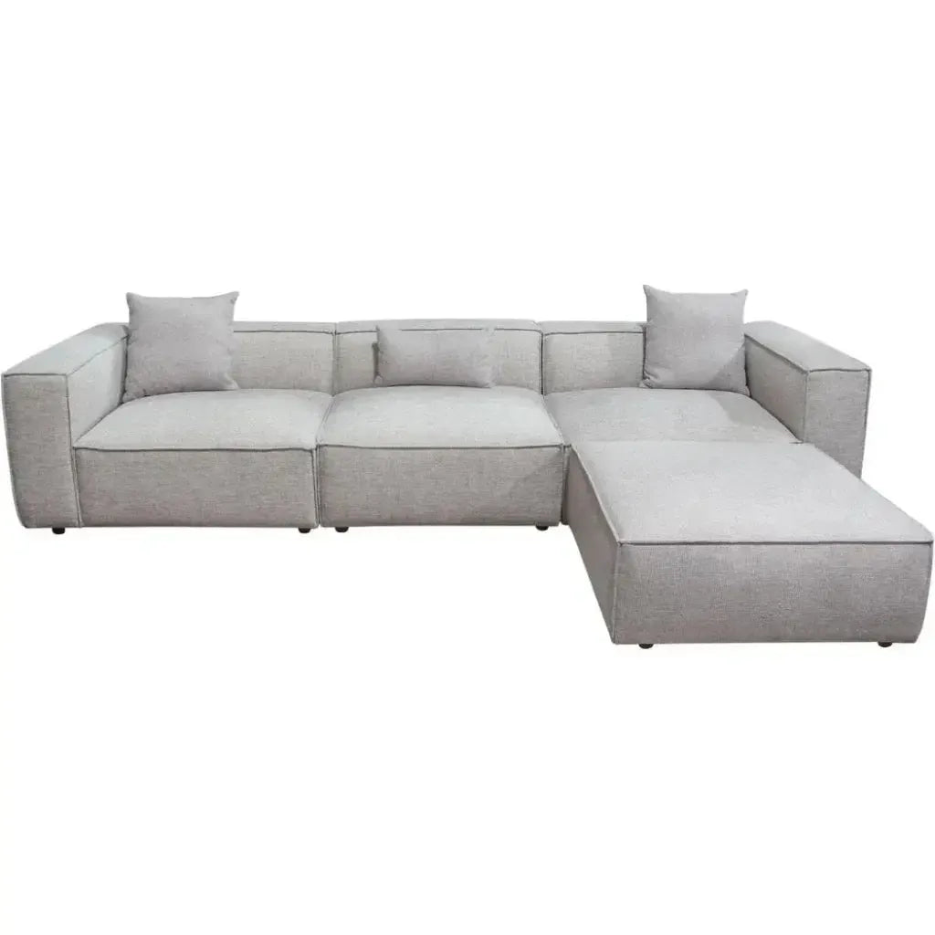 4 PC Set Beige Low Back Sectional Sofa With Ottoman-Modular Sofas-Diamond Sofa-LOOMLAN