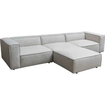 4 PC Set Beige Low Back Sectional Sofa With Ottoman-Modular Sofas-Diamond Sofa-LOOMLAN