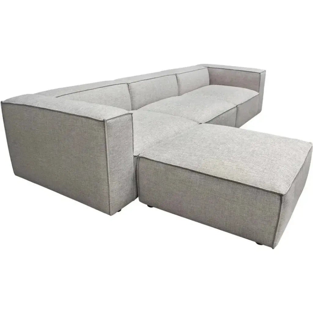 4 PC Set Beige Low Back Sectional Sofa With Ottoman-Modular Sofas-Diamond Sofa-LOOMLAN