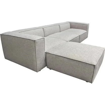 4 PC Set Beige Low Back Sectional Sofa With Ottoman-Modular Sofas-Diamond Sofa-LOOMLAN