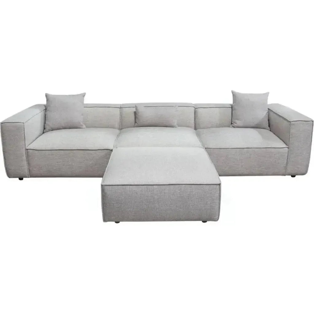 4 PC Set Beige Low Back Sectional Sofa With Ottoman-Modular Sofas-Diamond Sofa-LOOMLAN