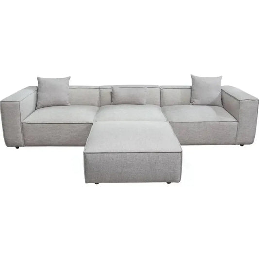 4 PC Set Beige Low Back Sectional Sofa With Ottoman-Modular Sofas-Diamond Sofa-LOOMLAN