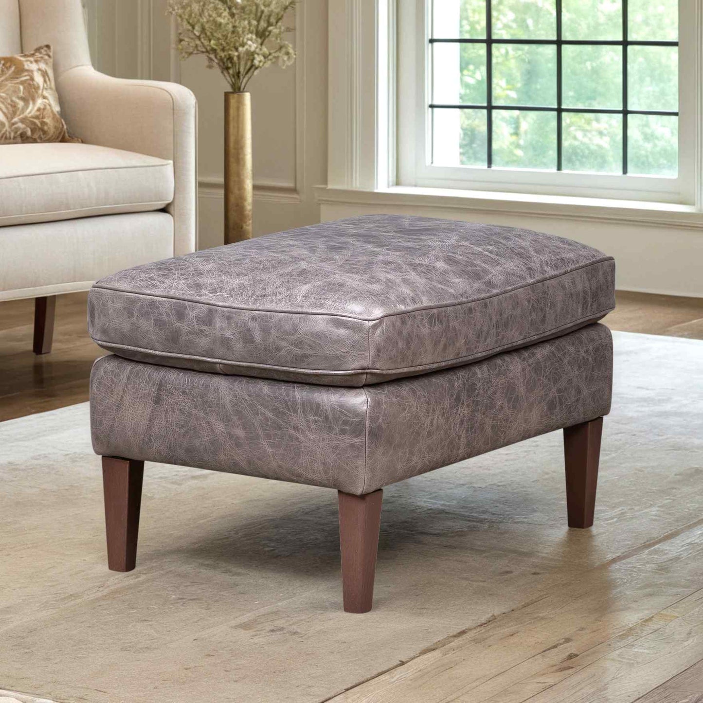 Positano Leather In Venerando Smoke Ottoman