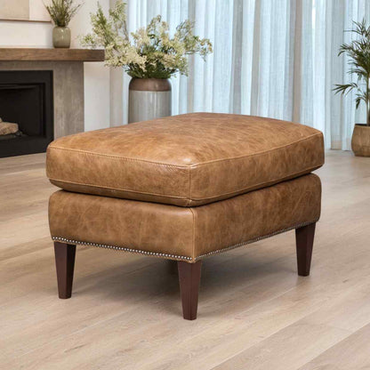 Florence Leather In Venerando Umber Ottoman