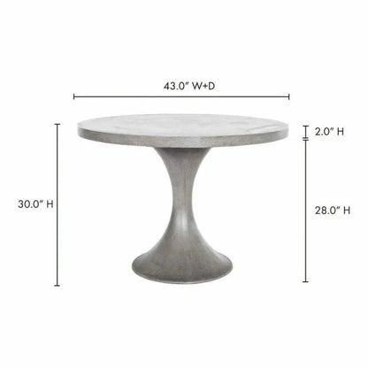 43 in Outdoor Dining Table Grey Contemporary-Outdoor Dining Tables-Moe's Home-LOOMLAN