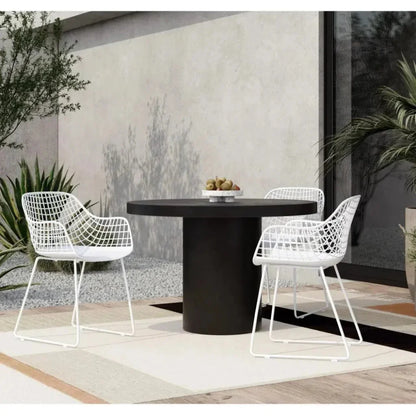 47 Black Round Outdoor Dining Table Cement-Outdoor Dining Tables-Moe's Home-LOOMLAN