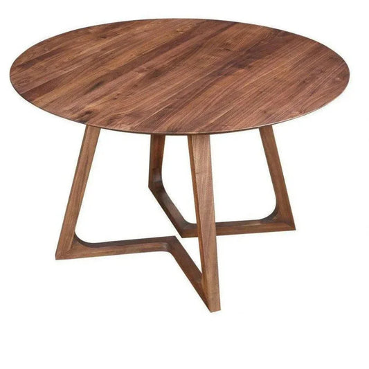 47 Inch Dining Table Round Brown Mid-Century-Dining Tables-Moe's Home-LOOMLAN