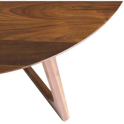 47 Inch Dining Table Round Brown Mid-Century-Dining Tables-Moe's Home-LOOMLAN