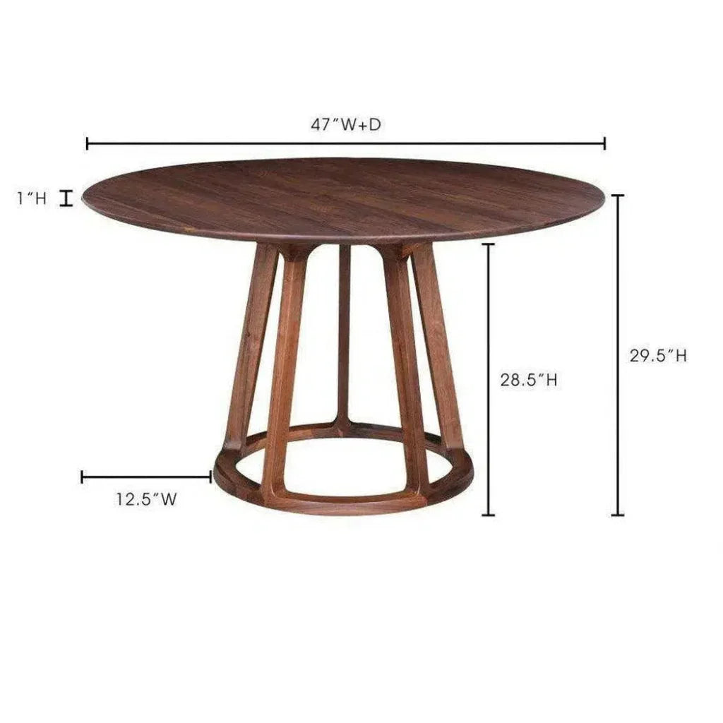 47 Inch Round Dining Table Brown Mid-Century-Dining Tables-Moe's Home-LOOMLAN