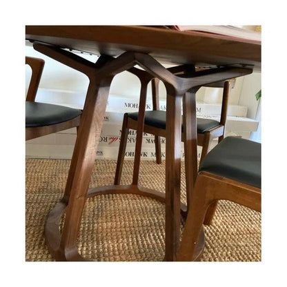 47 Inch Round Dining Table Brown Mid-Century-Dining Tables-Moe's Home-LOOMLAN