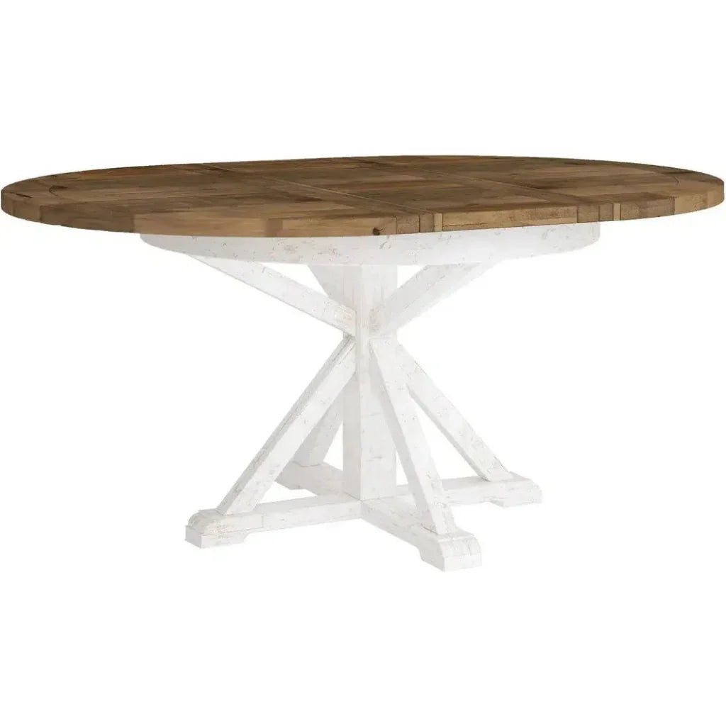 47/67 Round Extending Two-Tone Dining Table Wood-Dining Tables-LH Imports-LOOMLAN