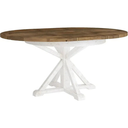 47/67 Round Extending Two-Tone Dining Table Wood-Dining Tables-LH Imports-LOOMLAN