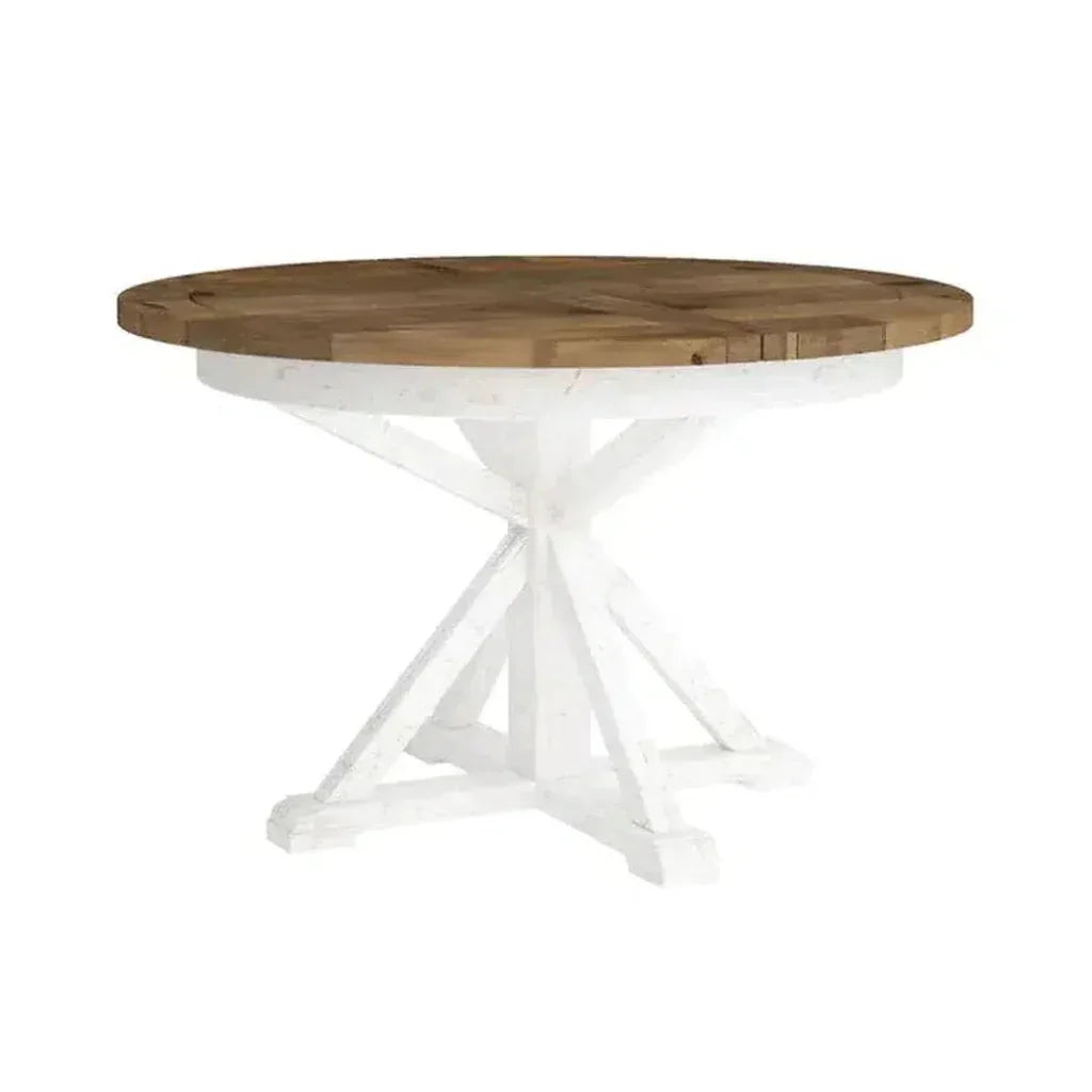 47/67 Round Extending Two-Tone Dining Table Wood-Dining Tables-LH Imports-LOOMLAN