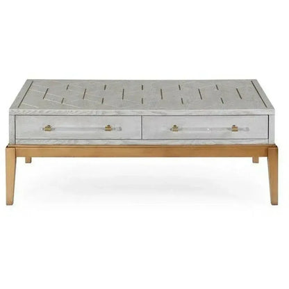 48" Grey Rectangle Coffee Table With Storage - LOOMLAN - Bassett Mirror - Coffee Tables