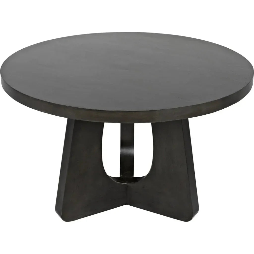 48" Nobuko Wood Black Round Dining Table-Dining Tables-Noir-LOOMLAN