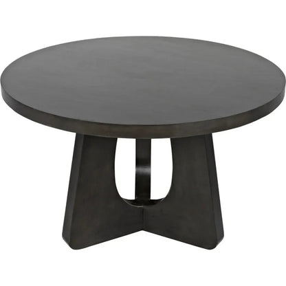 48" Nobuko Wood Black Round Dining Table-Dining Tables-Noir-LOOMLAN