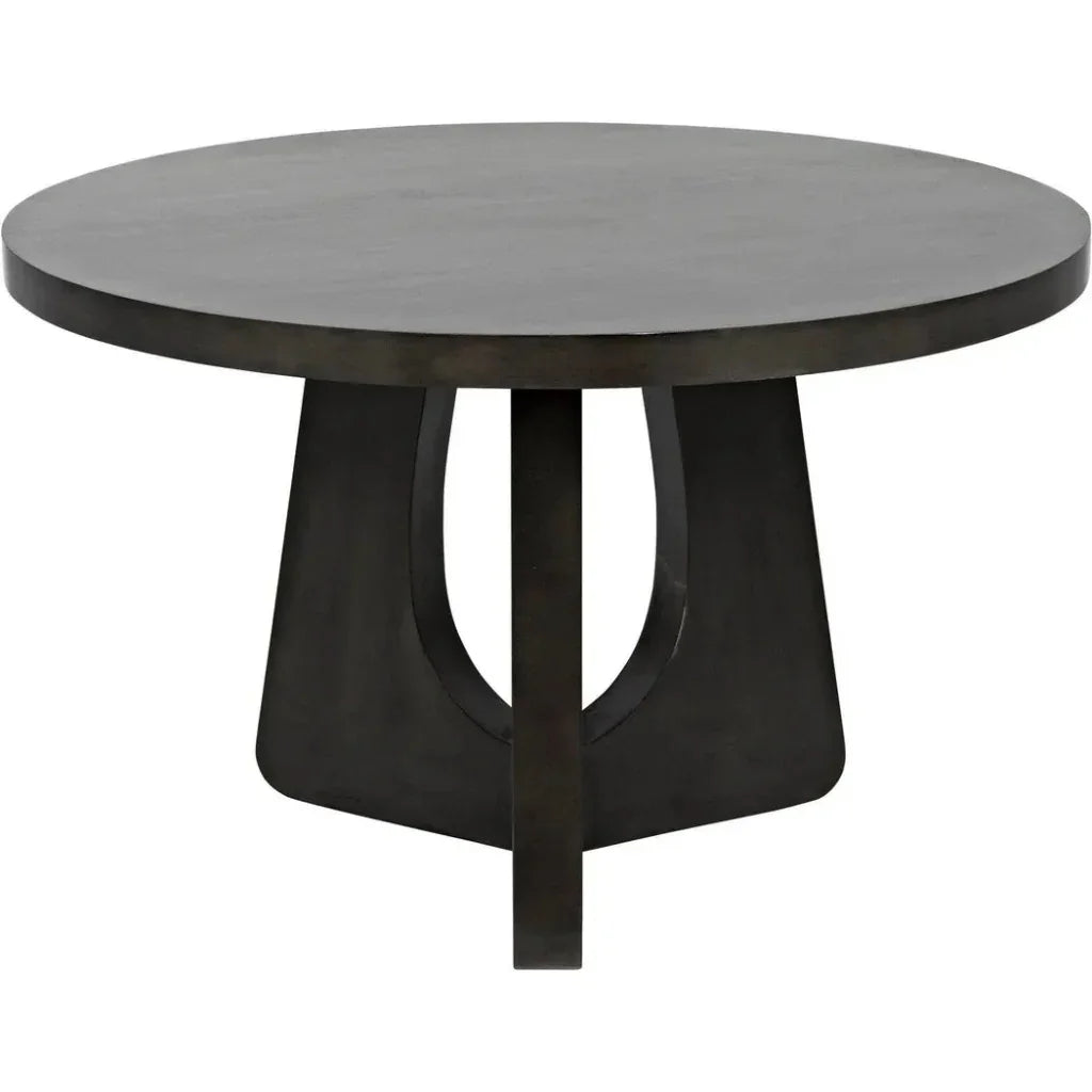 48" Nobuko Wood Black Round Dining Table-Dining Tables-Noir-LOOMLAN