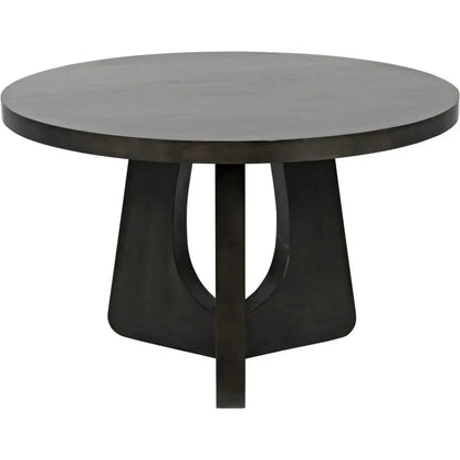 48" Nobuko Wood Black Round Dining Table-Dining Tables-Noir-LOOMLAN