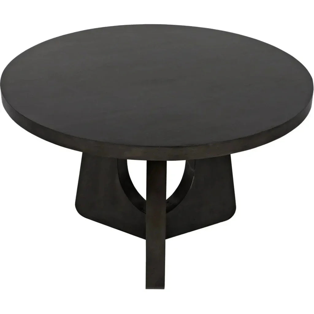 48" Nobuko Wood Black Round Dining Table-Dining Tables-Noir-LOOMLAN
