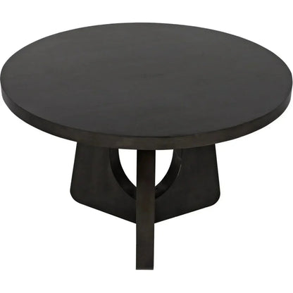 48" Nobuko Wood Black Round Dining Table-Dining Tables-Noir-LOOMLAN