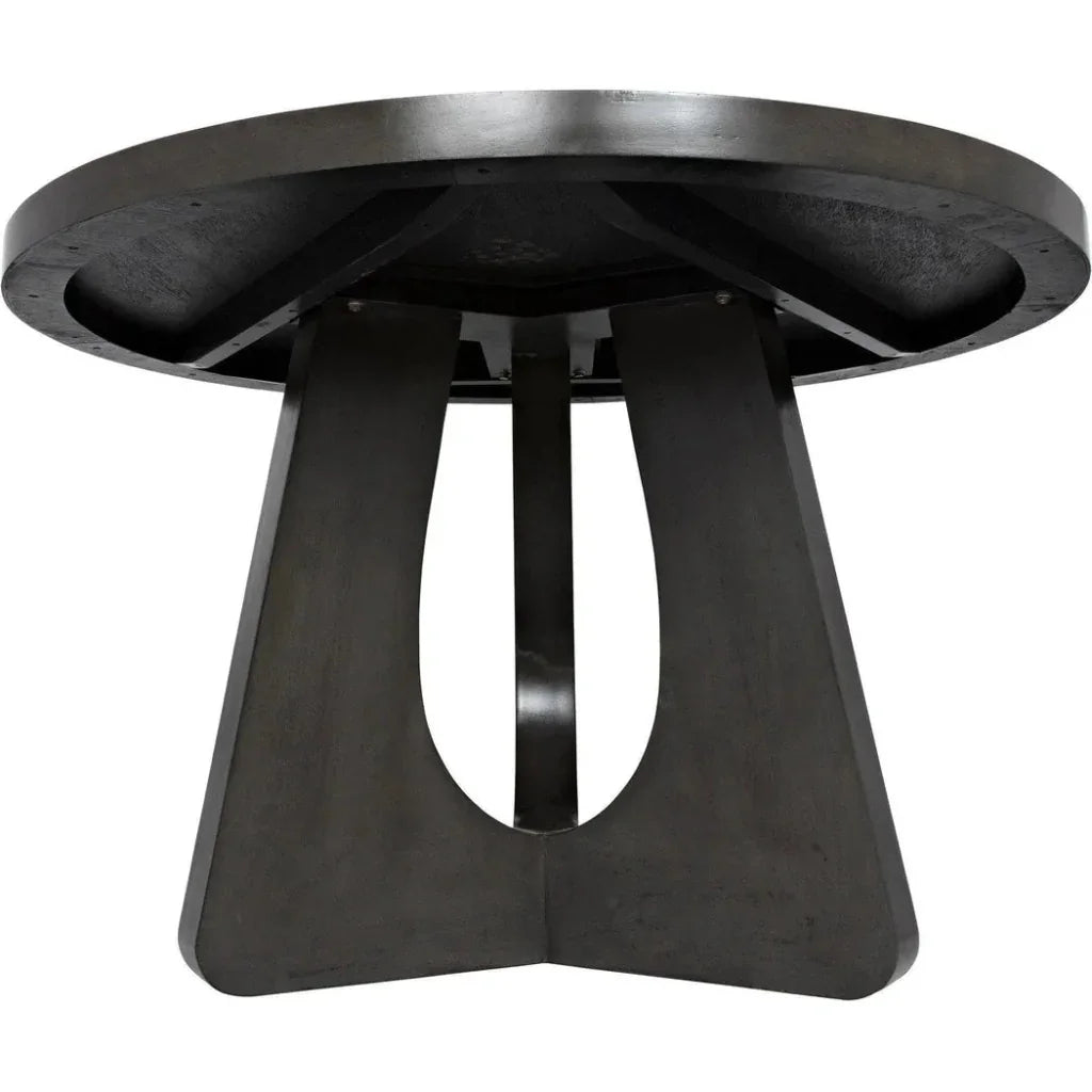 48" Nobuko Wood Black Round Dining Table-Dining Tables-Noir-LOOMLAN